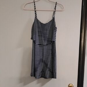 American Eagle Outfitters Navy and White Striped Mini Dress